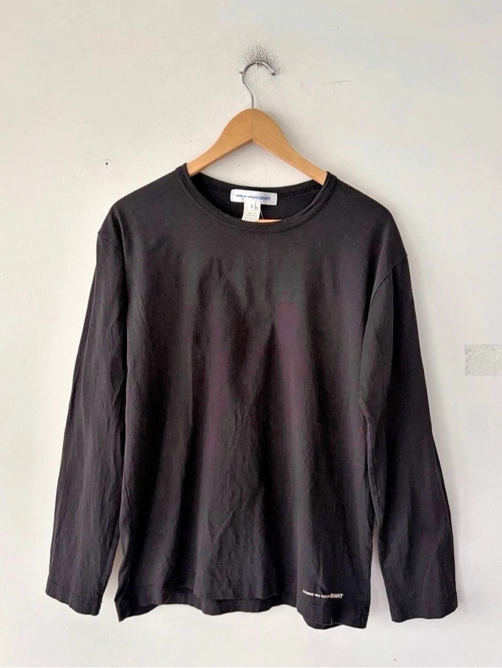 Comme des Garçons SHIRT Logo Hem Long Sleeve T-Shirt Tee Black Size M